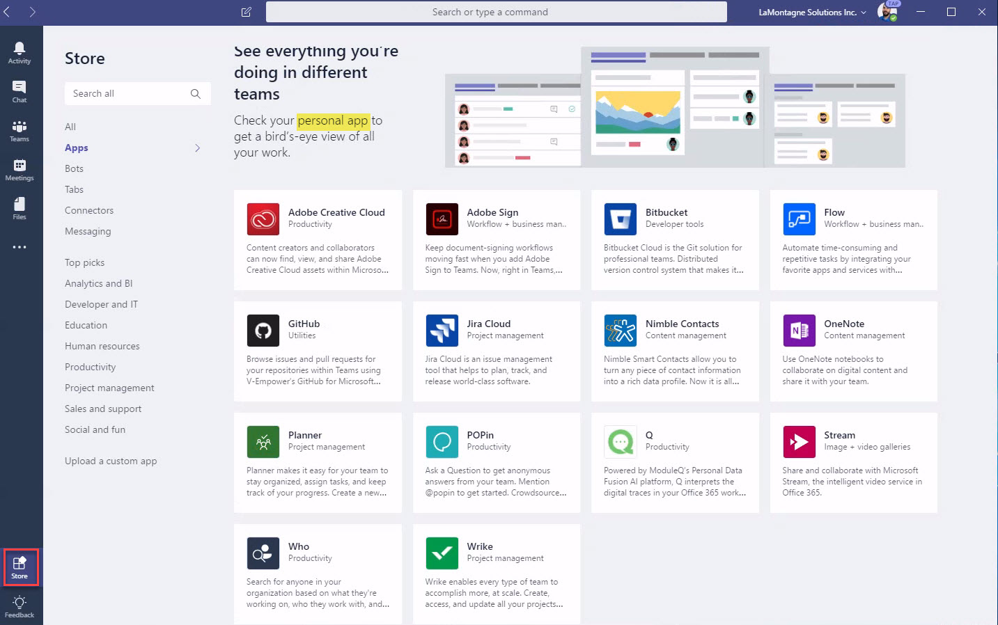 Microsoft Teams Desktop: Personal Apps are stuffed into an ...
